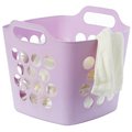 Basicwise Flexible Plastic Carry Laundry Basket Holder Square Storage Hamper with Side Handles, Purple QI003857.PUR